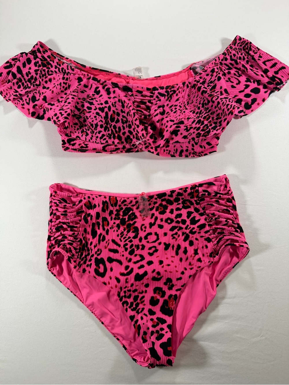 TiniBikini Hot Pink & Black Leopard Print Bikini Set